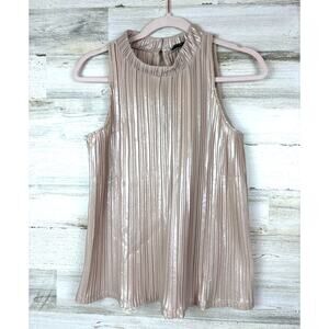 Ann Taylor Women’s Small Gold Shimmer Lightweight Sleeveless New Year Blouse NEW